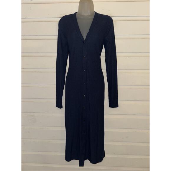 NWT GSTQ Ribbed Stretch Long Sleeve Full Button Henley Dress Size M - Picture 1 of 13